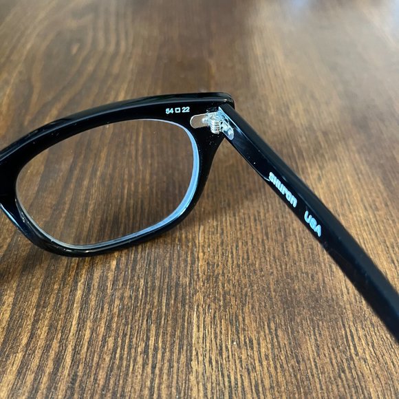 Shuron FREEWAY eyeglasses, classic buddy holly style black frames, 54 - 22, NEW - Picture 3 of 7
